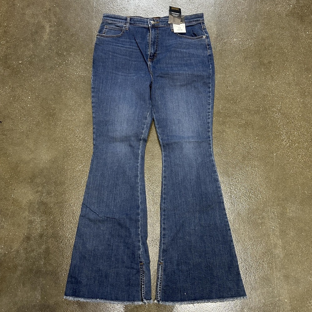 Lee Jeans Womens 16 Blue High Rise Flare Heritage Inspired Raw‎ Hem Stretch